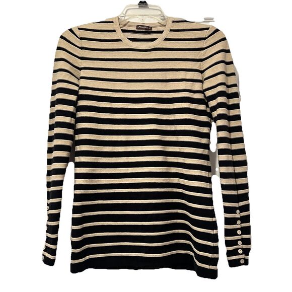J. McLaughlin Lightweight Cotton Modal Ombre Striped Knit Sweater Top XS Classic - Picture 1 of 5